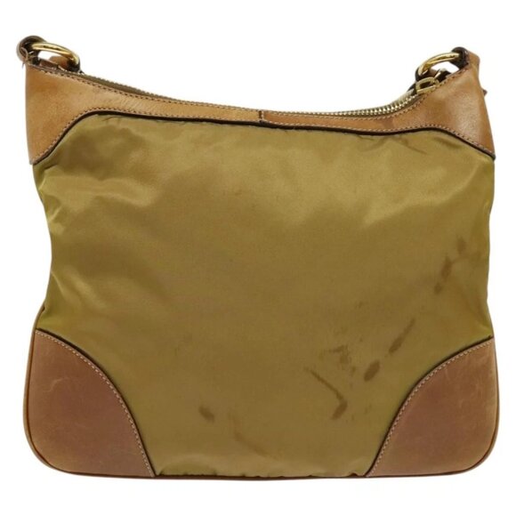 PRADA Shoulder Bag Nylon Leather Beige Gold Auth 140625 - Picture 3 of 16